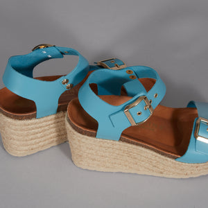 Hetre Alresford Hampshire Shoe Store Genuins Turquoise Buckle Wedge  