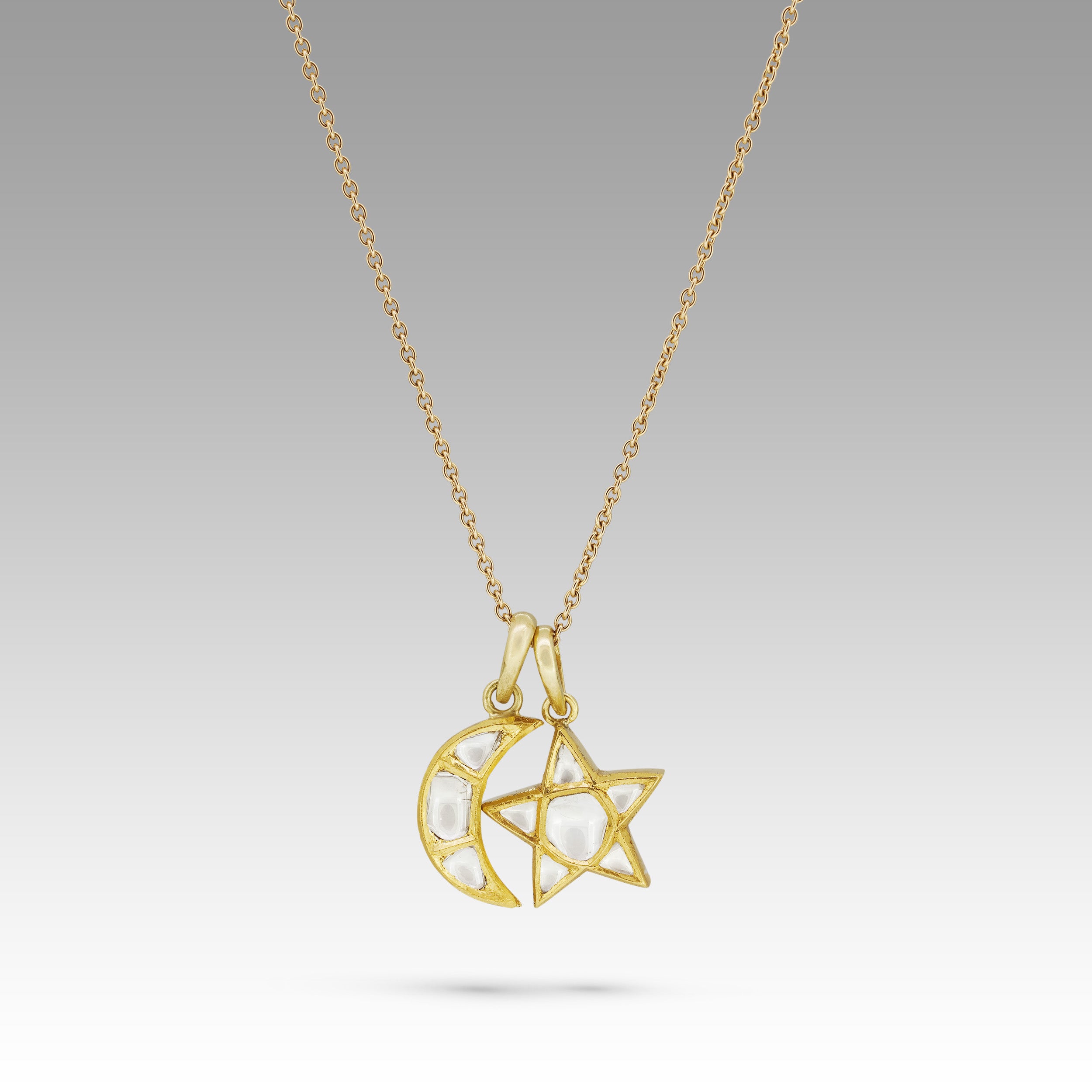 Hetre Alresford Hampshire Boutique Jewellery Sophie Theakston Polki Diamond Moon & Star Necklace 