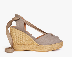 Hetre Alresford Hampshire Shoe Store PENELOPE CHILVERS Taupe High Catalina Atelier Linen Wedge 