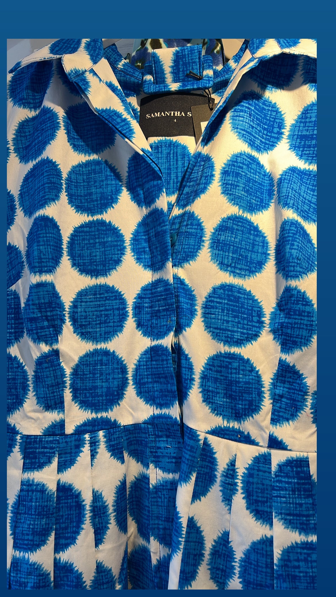 Hetre Alresford Hampshire Clothes Store Samantha Sung Sea Blue Fuzzy Dots Audrey Dress 