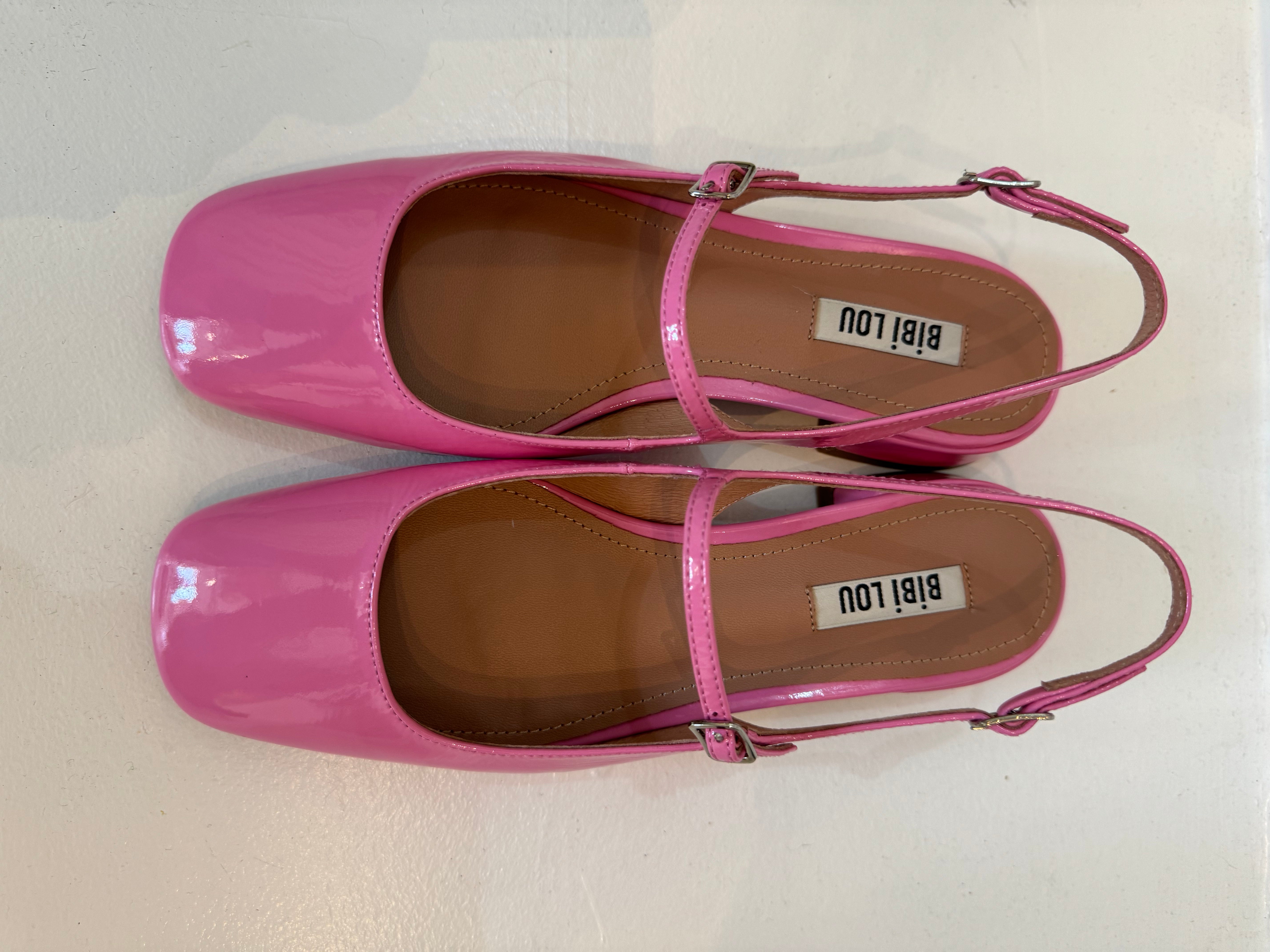 Hetre Alresford Hampshire Shoe Store Bibi Lou Pink Patent Ankle Strap Mary Jane Ballet Pump