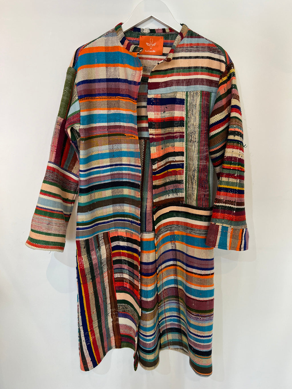 Hetre Alresford Hampshire Clothes Store La Gazelle Orange Striped Vintage Long Coat
