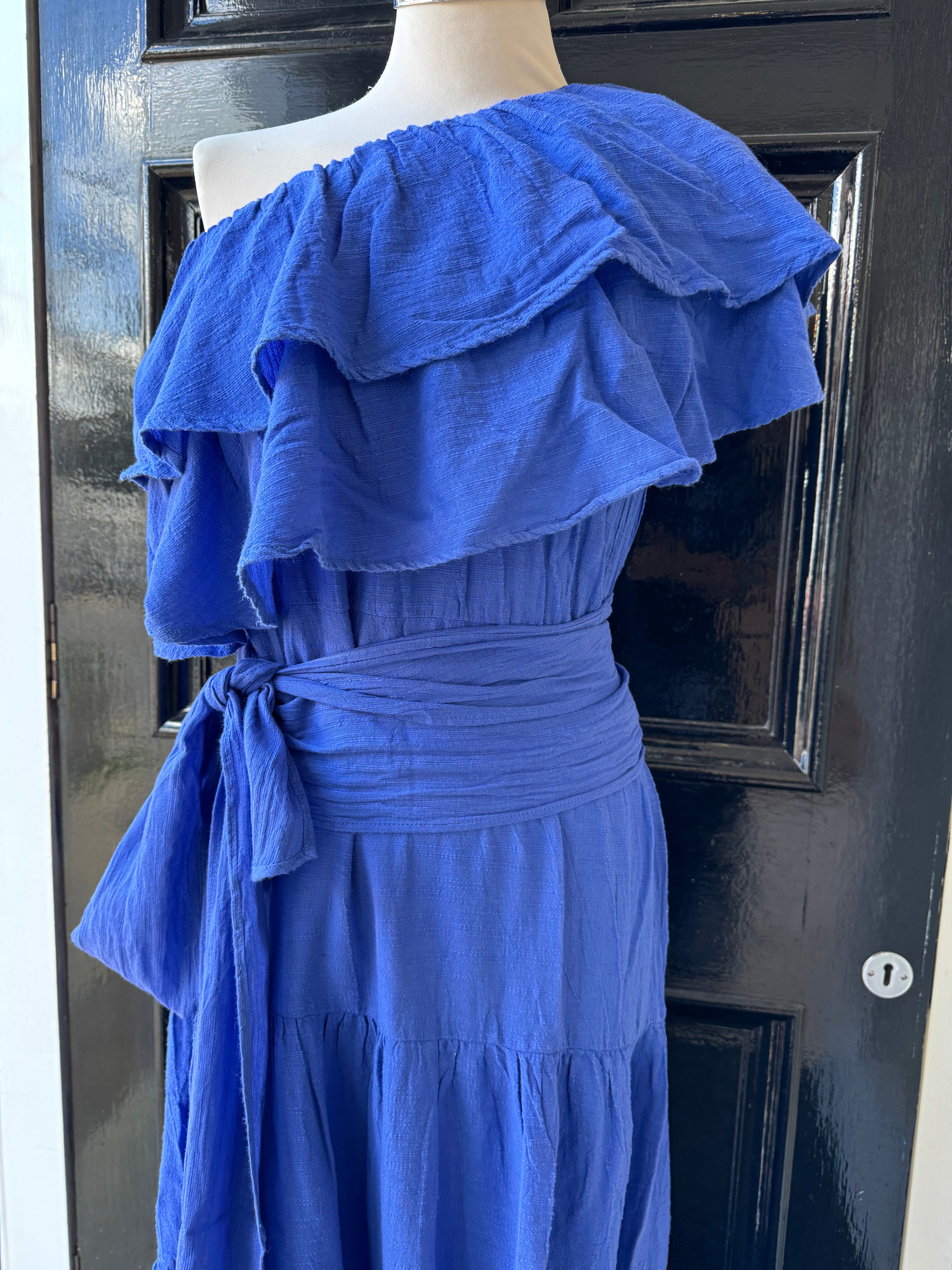 Hetre Alresford Hampshire Clothes Store Pearl & Caviar Blue Frill Maxi Dress
