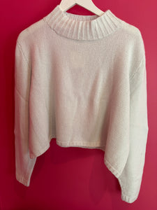 Hetre Alresford Hampshire Online Store Only English Weather Zinc White Cashmere Cropped Sloppy Jo