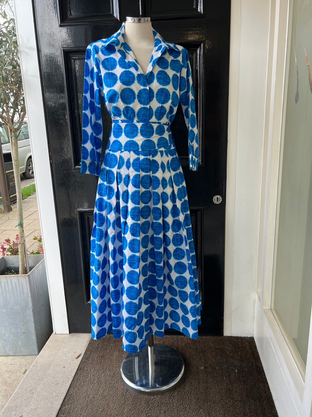 Hetre Alresford Hampshire Clothes Store Samantha Sung Sea Blue Fuzzy Dots Audrey Dress