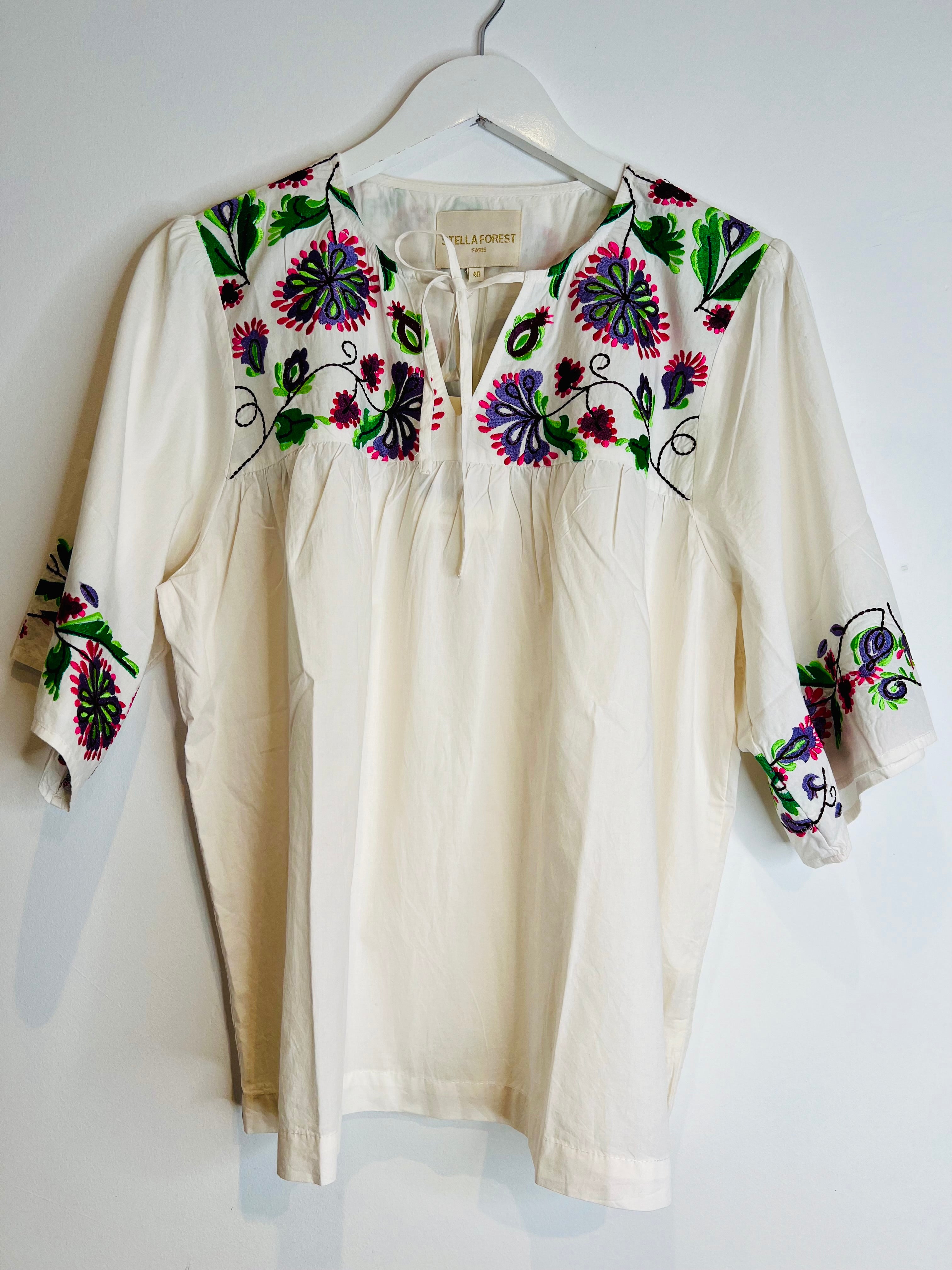 Hetre Alresford Hampshire Clothes Store Stella Forest Embroidered Cream Blouse  