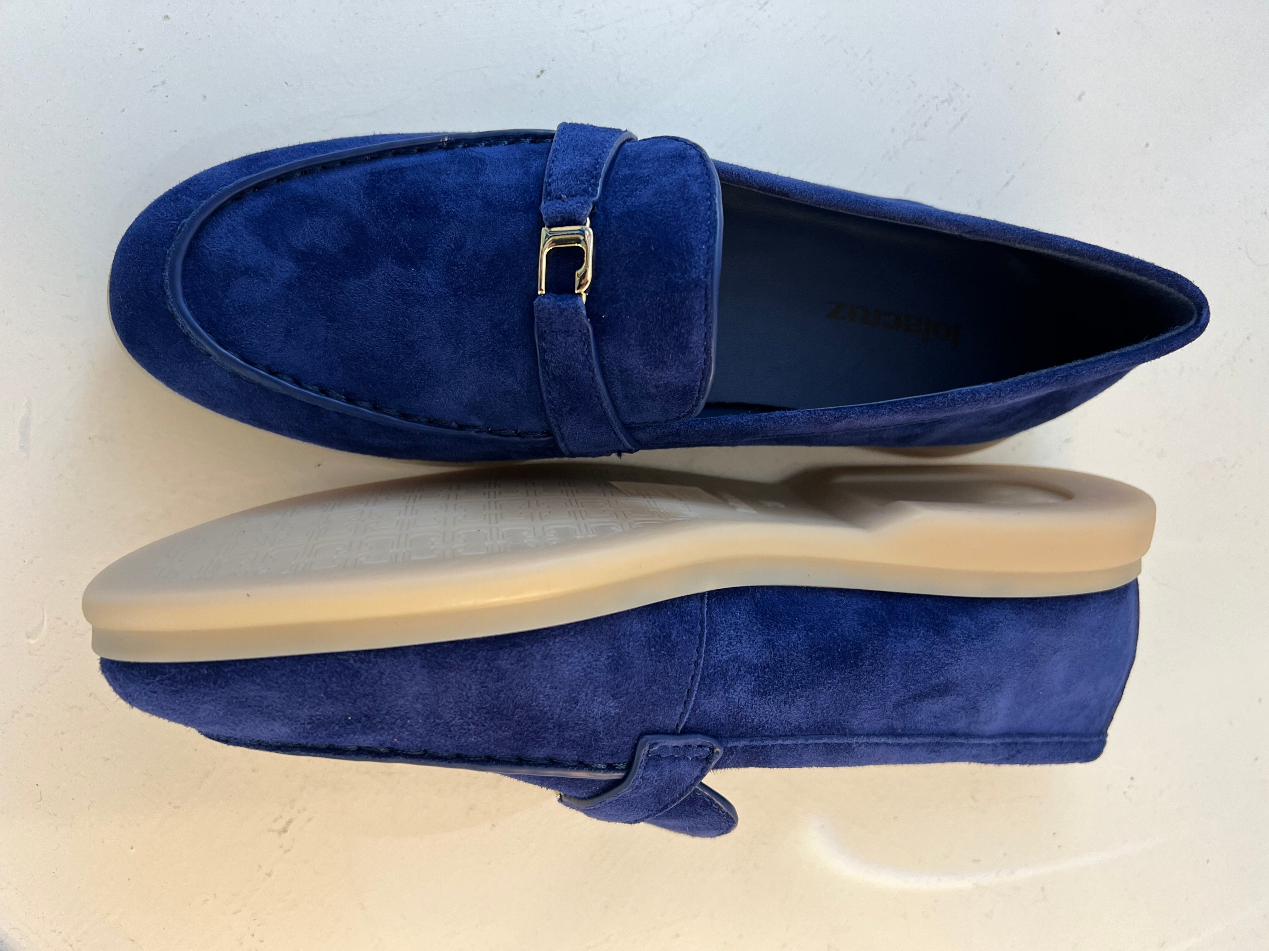 Hetre Alresford Hampshire Shoe Store Lola Cruz Marine Blue Soft Suede Loafer