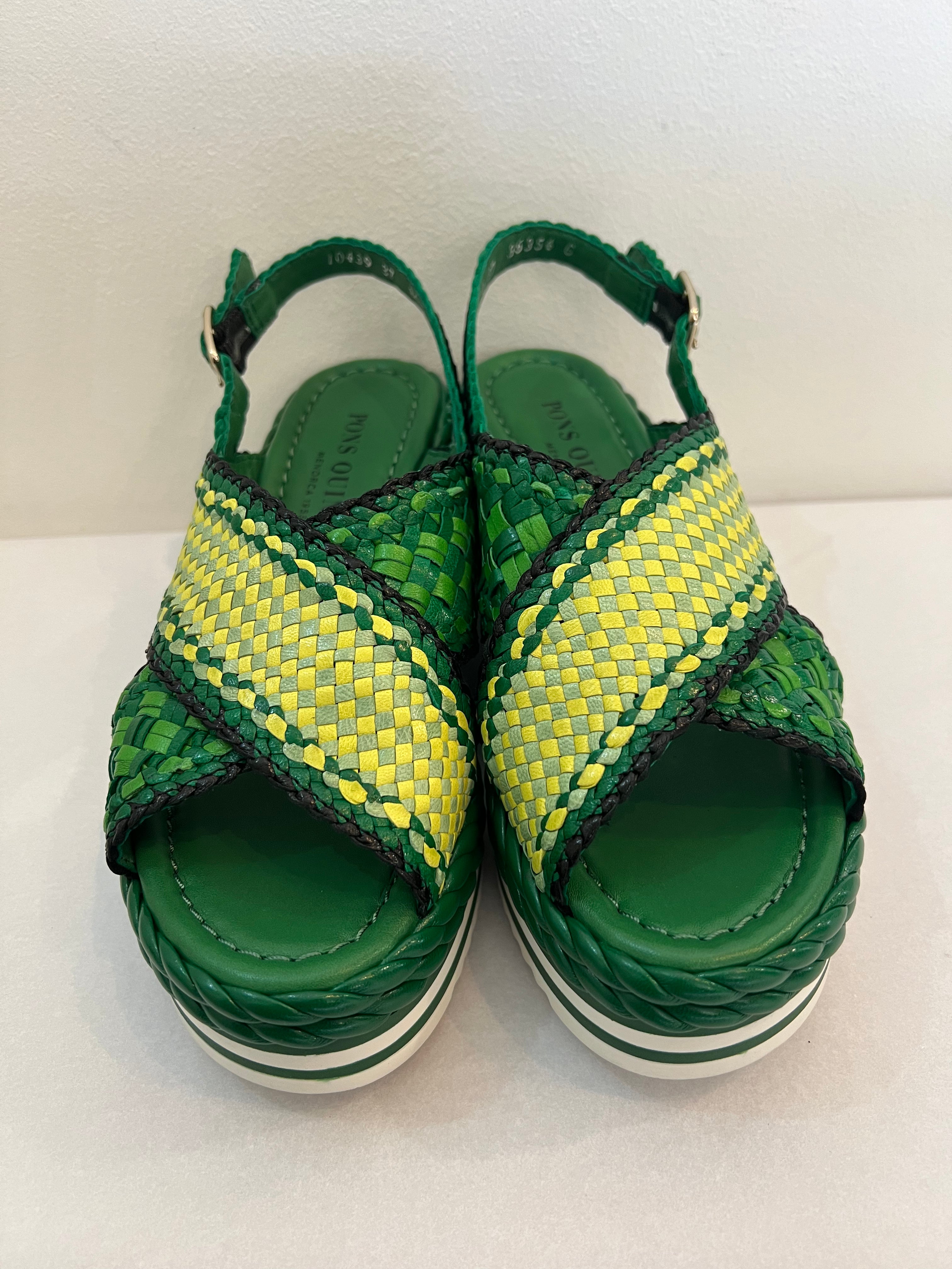 Hetre Alresford Hampshire Shoe Store Pons Quintana Green Woven Wedge Sandal
