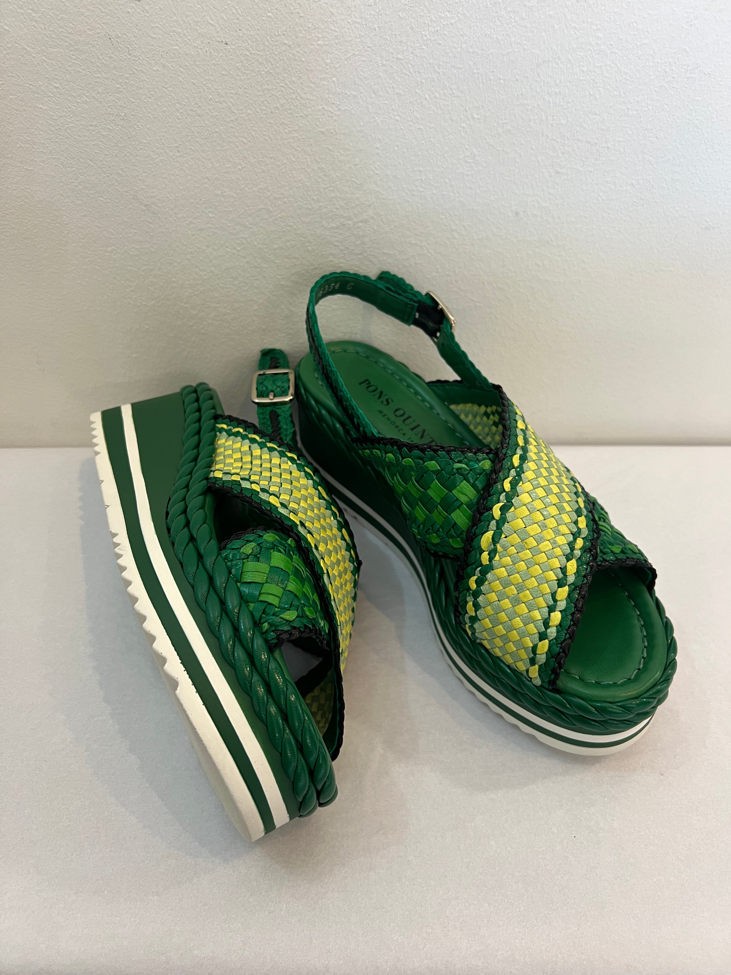 Hetre Alresford Hampshire Shoe Store Pons Quintana Green Woven Wedge Sandal