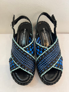Hetre Alresford Hampshire Shoe Store Pons Quintana Blue Woven Wedge