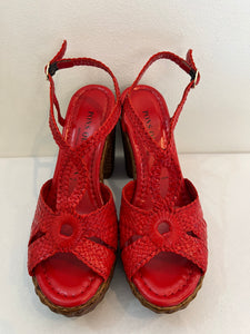 Hetre Alresford Hampshire Shoe Store Pons Quintana Red Woven Platform Sandal