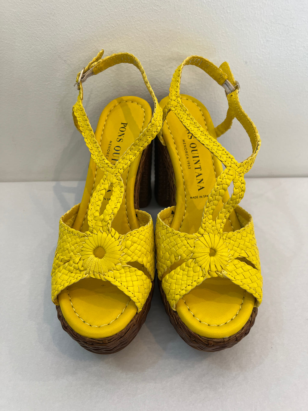 Hetre Alresford Hampshire Shoe Store Pons Quintana Yellow Woven Platform Sandal