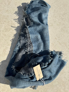 Hetre Alresford Hampshire Accessory Store Mouleta Denim Blue Frayed Edge Scarf