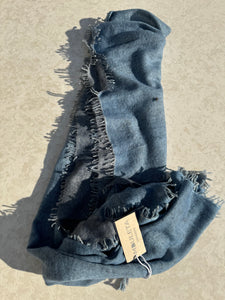 Hetre Alresford Hampshire Accessory Store Mouleta Denim Blue Frayed Edge Scarf