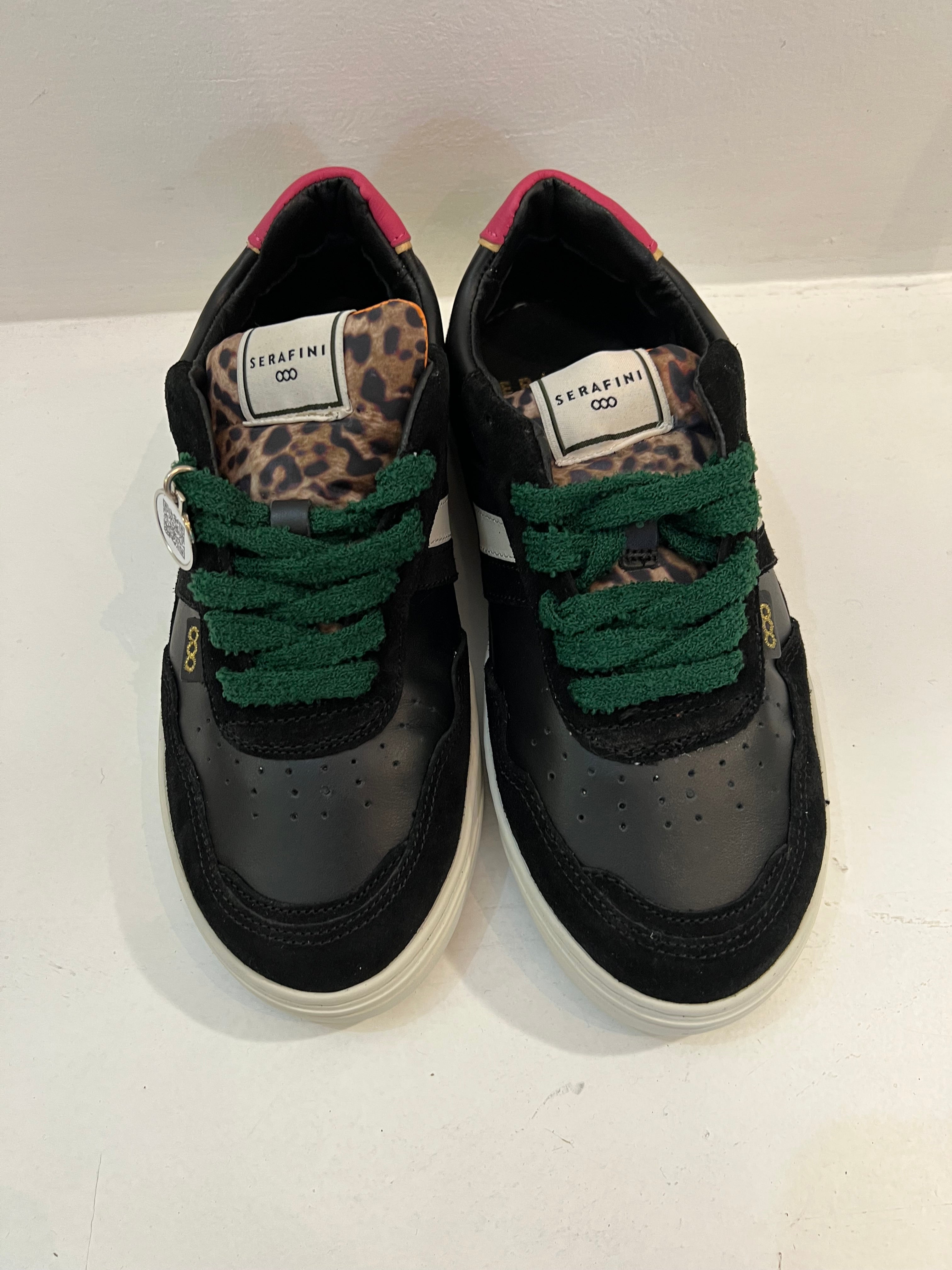 Hetre Alresford Hampshire Shoe Store Serafini Firenze Black/Leopard Sneaker