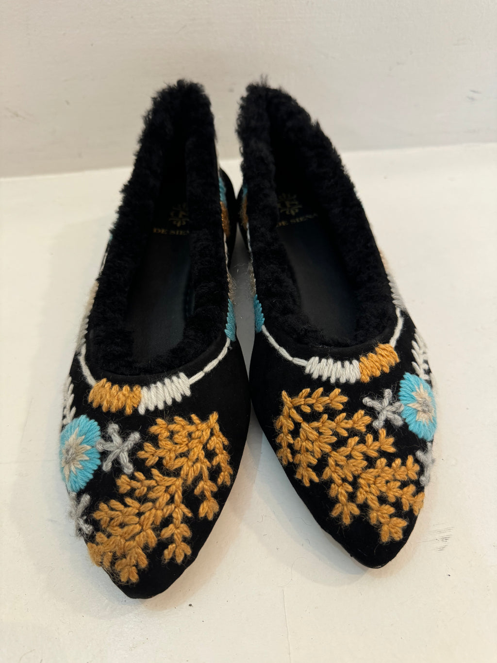 Hetre Alresford Hampshire Shoe Store De Siena Black Embroidered Lizzy Ballerina