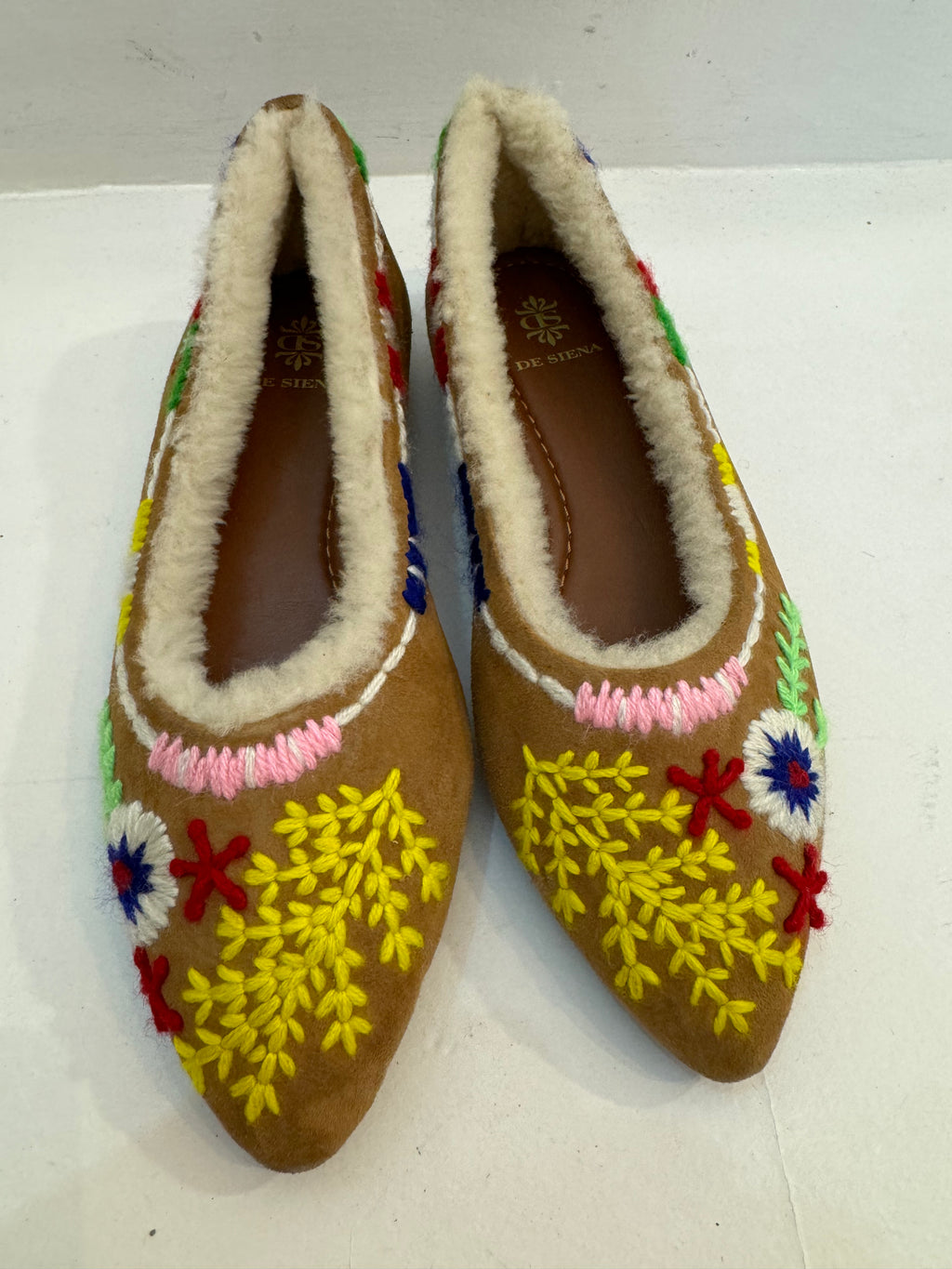 Hetre Alresford Hampshire Shoe Store De Siena Tobacco Embroidered Lizzy Ballerina