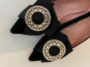 Hetre Alresford Hampshire Shoe Store Pretty Ballerinas Black Velvet Crystal Buckle 