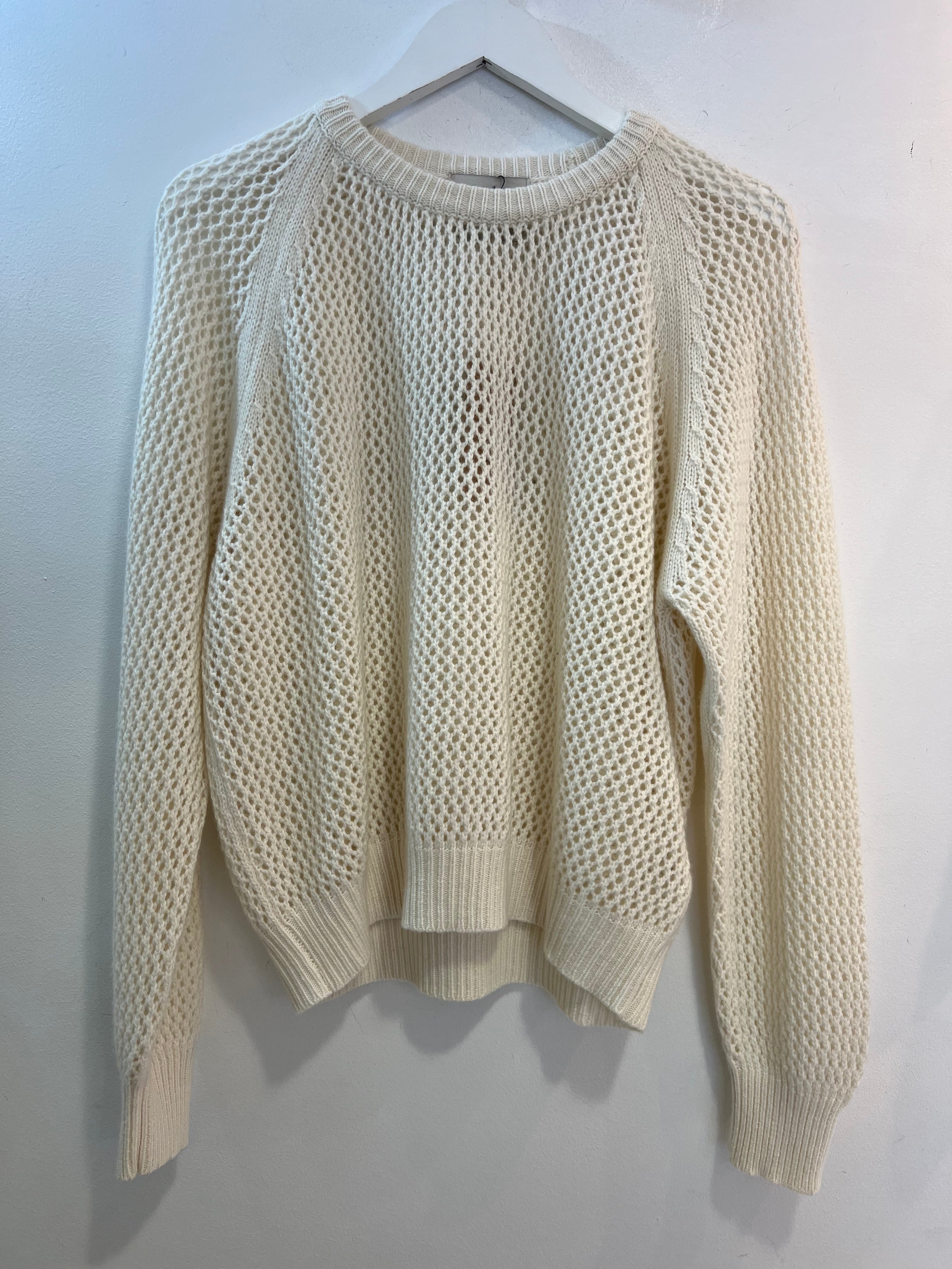 Hetre Alresford Hampshire clothes store n.o.w White Crochet Ragland Sleeve Sweater