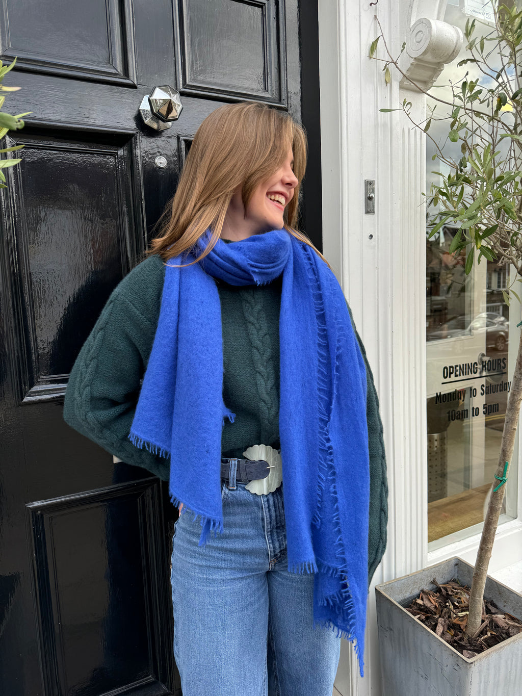 Hetre Alresford Hampshire Accessory Store Mouleta Cobalt Blue Cashmere Scarf