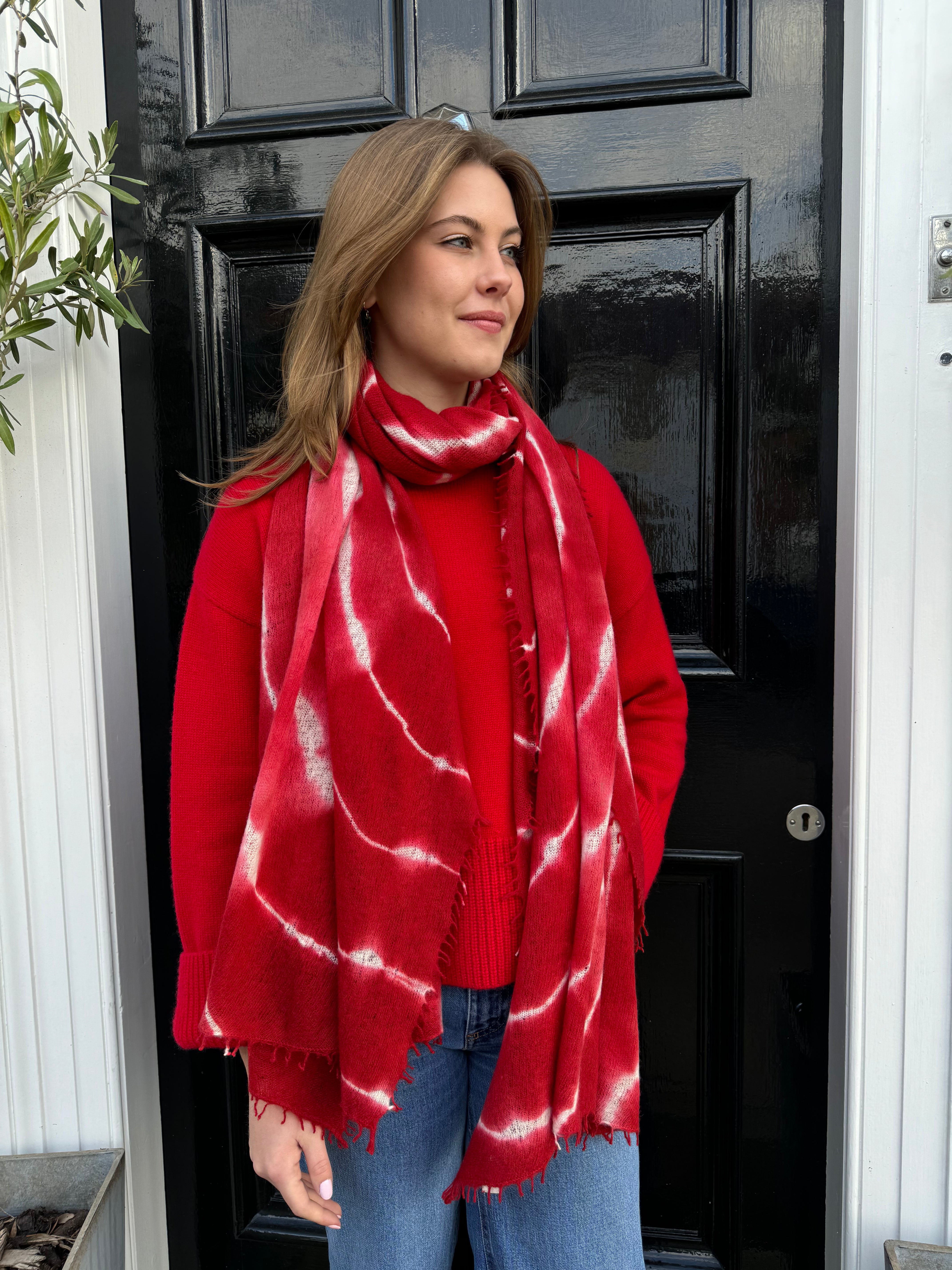 Hetre Alresford Hampshire Accessory Store Mouleta Red Shibori Cashmere Scarf