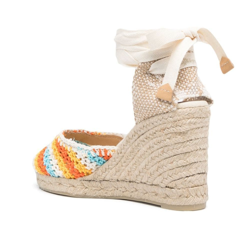 Castañer Carina 80 Orange Crochet Wedge Espadrille – Hetre Alresford