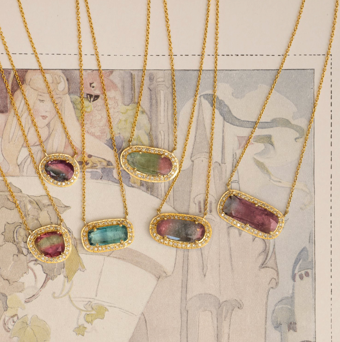 Hetre Alresford Hampshire Jewellery Sophie Theakston Small Tourmaline & Diamond Necklace