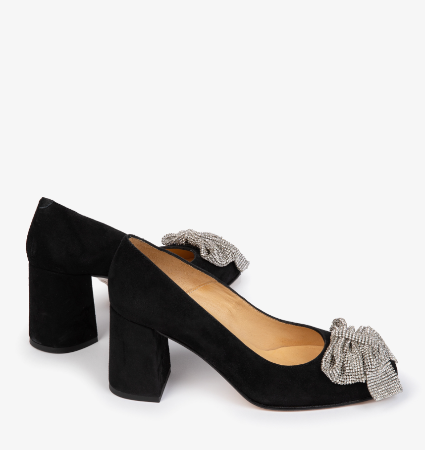 Hetre Alresford Hampshire Shoe Store Penelope Chilvers Black Gamine Bow Suede Shoe