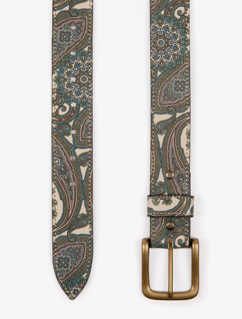 Hetre Alresford Hampshire Accessory Store Penelope Chilvers Blue Paisley Leather Belt 