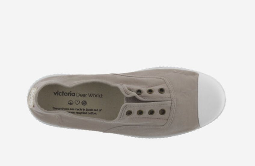 Hetre Alresford Hampshire Shoe Store Victoria Beige Cotton Slip On Plimsoll  