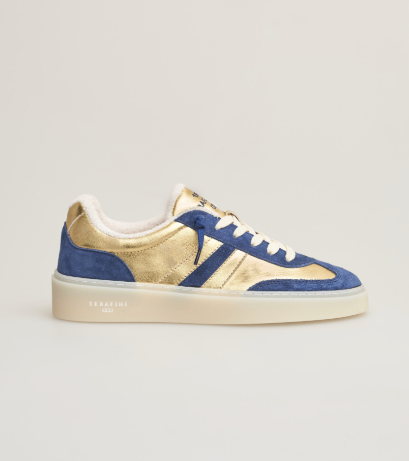 Hetre Alresford Hampshire Shoe Store Serafini Blue Gold Court Sneaker 