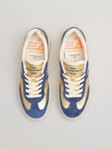 Hetre Alresford Hampshire Shoe Store Serafini Blue Gold Court Sneaker 