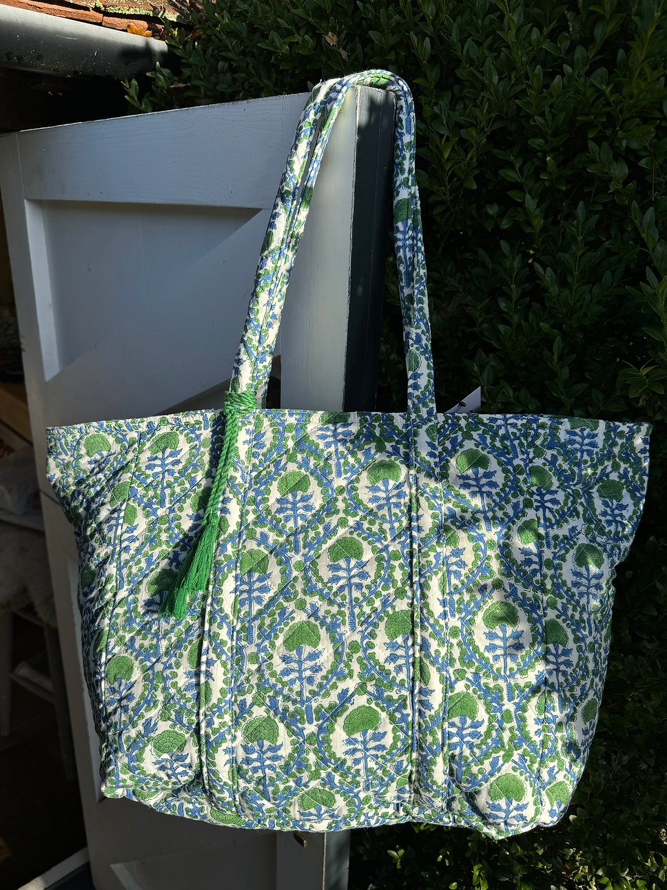 Hetre Alresford Hampshire Accessory Store KaHo Green & Blue Trellis Shoulder Bag