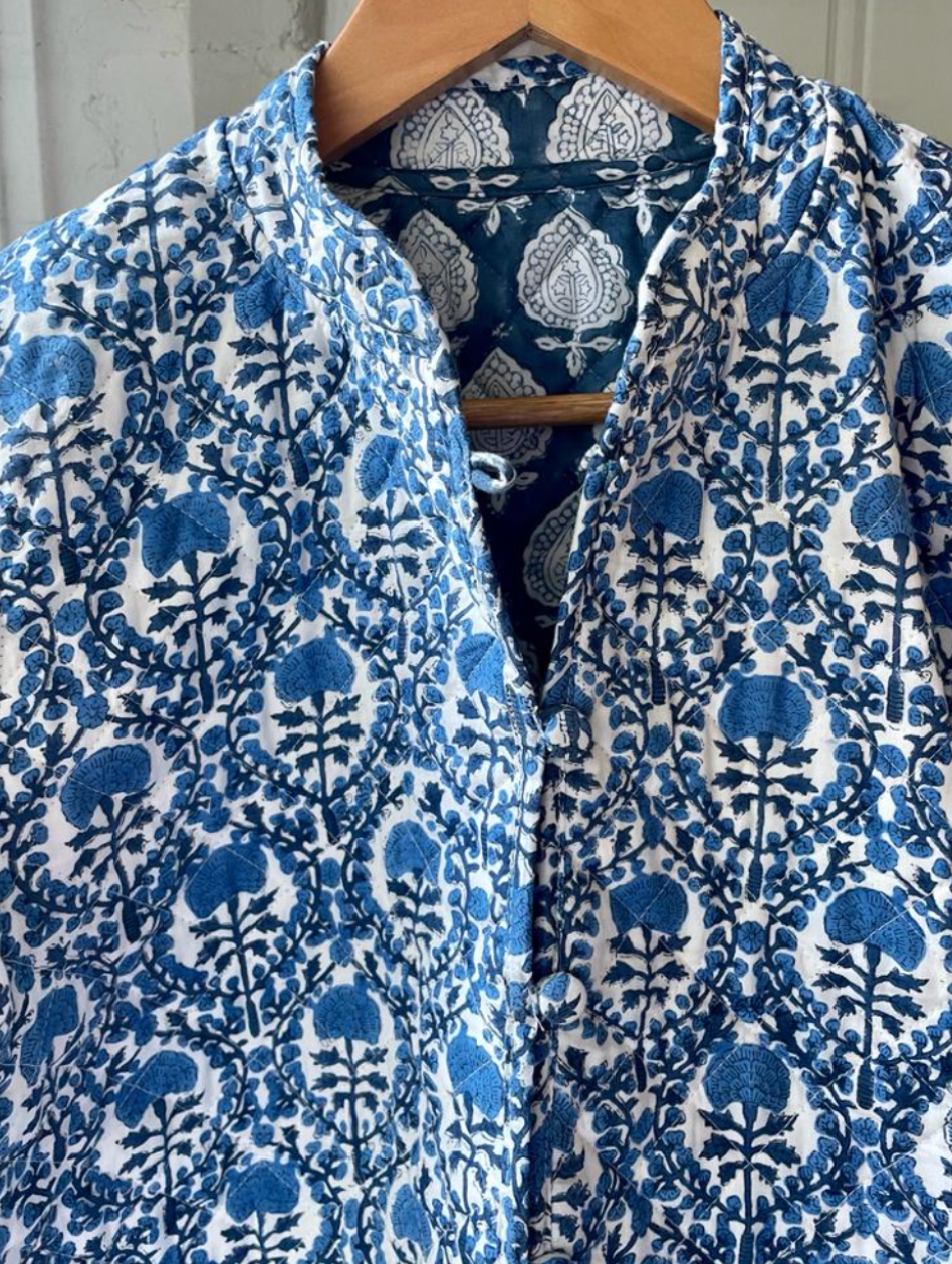 Hetre Alresford Hampshire Clothe Store KaHo Blue Trellis Quilted Jacket  