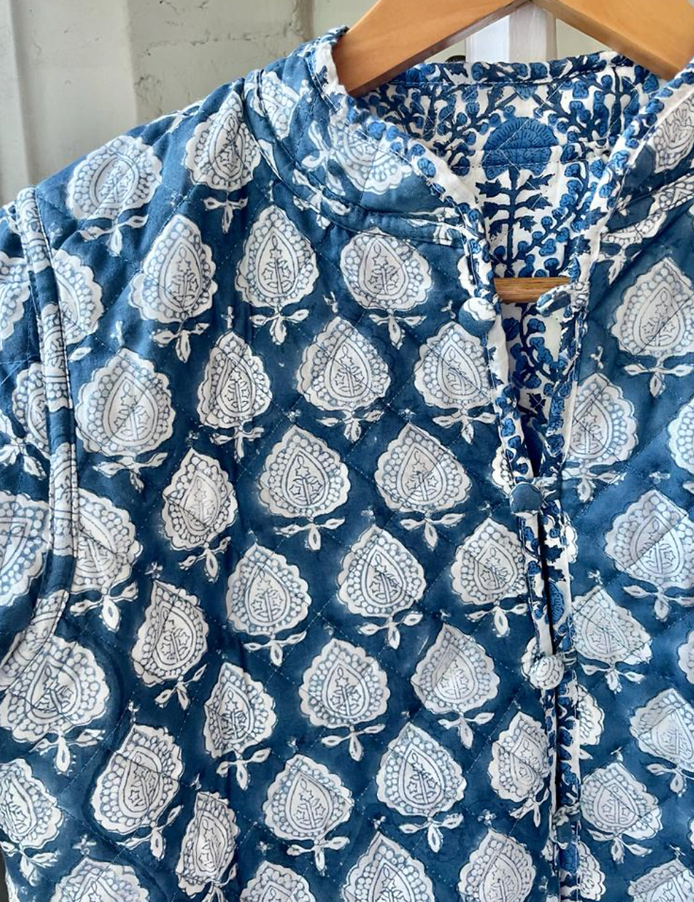 Hetre Alresford Hampshire Clothe Store KaHo Blue Trellis Quilted Jacket