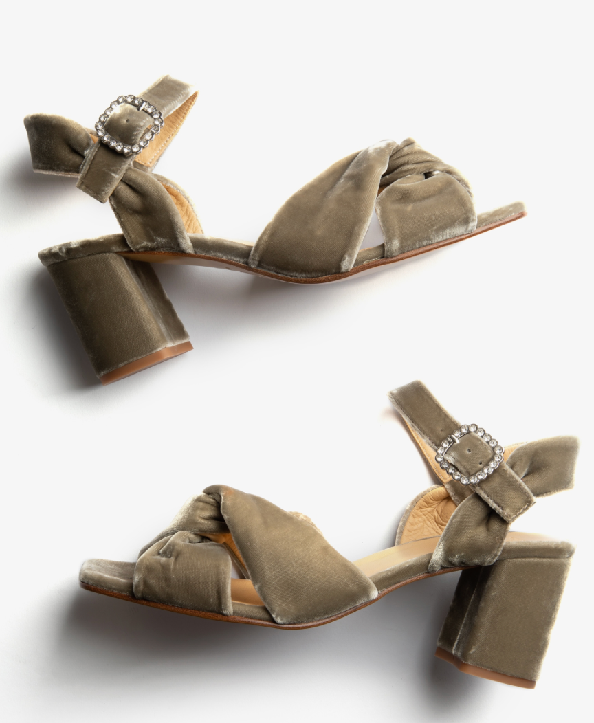 Hetre Alresford Hampshire Shoe Store Penelope chilvers Putty Infinity Velvet Sandal