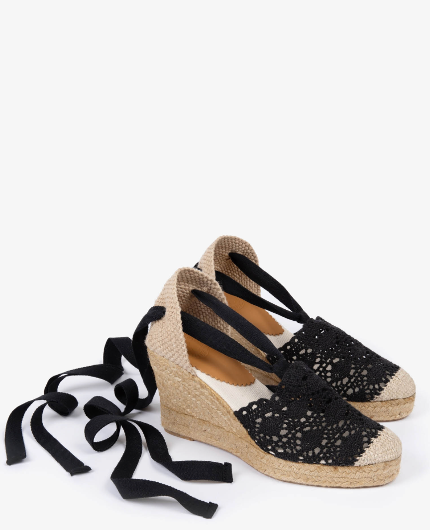 Hetre Alresford Hampshire Shoe Store Penelope Chilvers Black High Valencia Lace Espadrille