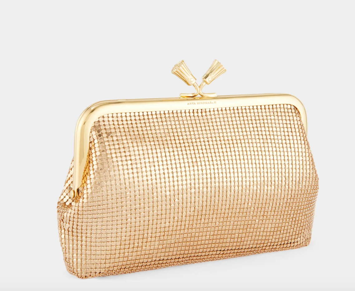 Hetre Alresford Hampshire Accessories Store Anya Hindmarch Gold Metal Mesh Maud Clutch