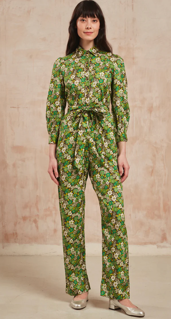 Hetre Alresford Hampshire Clothes Store Pink City Prints Lime Ditsy Danni Jumpsuit