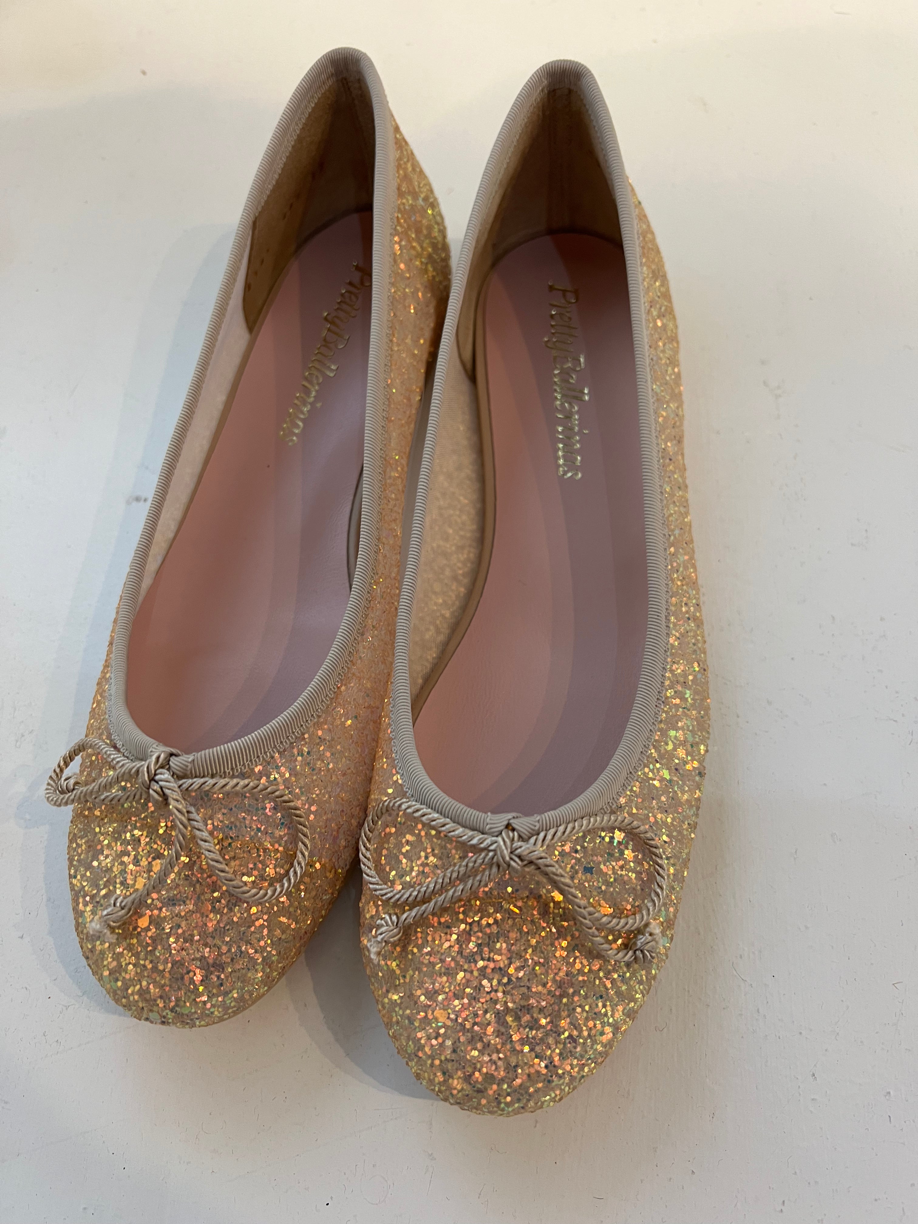 Hetre Alresford Hampshire Shoe Store Pretty Ballerinas Gold Glitter Ballet Pump 
