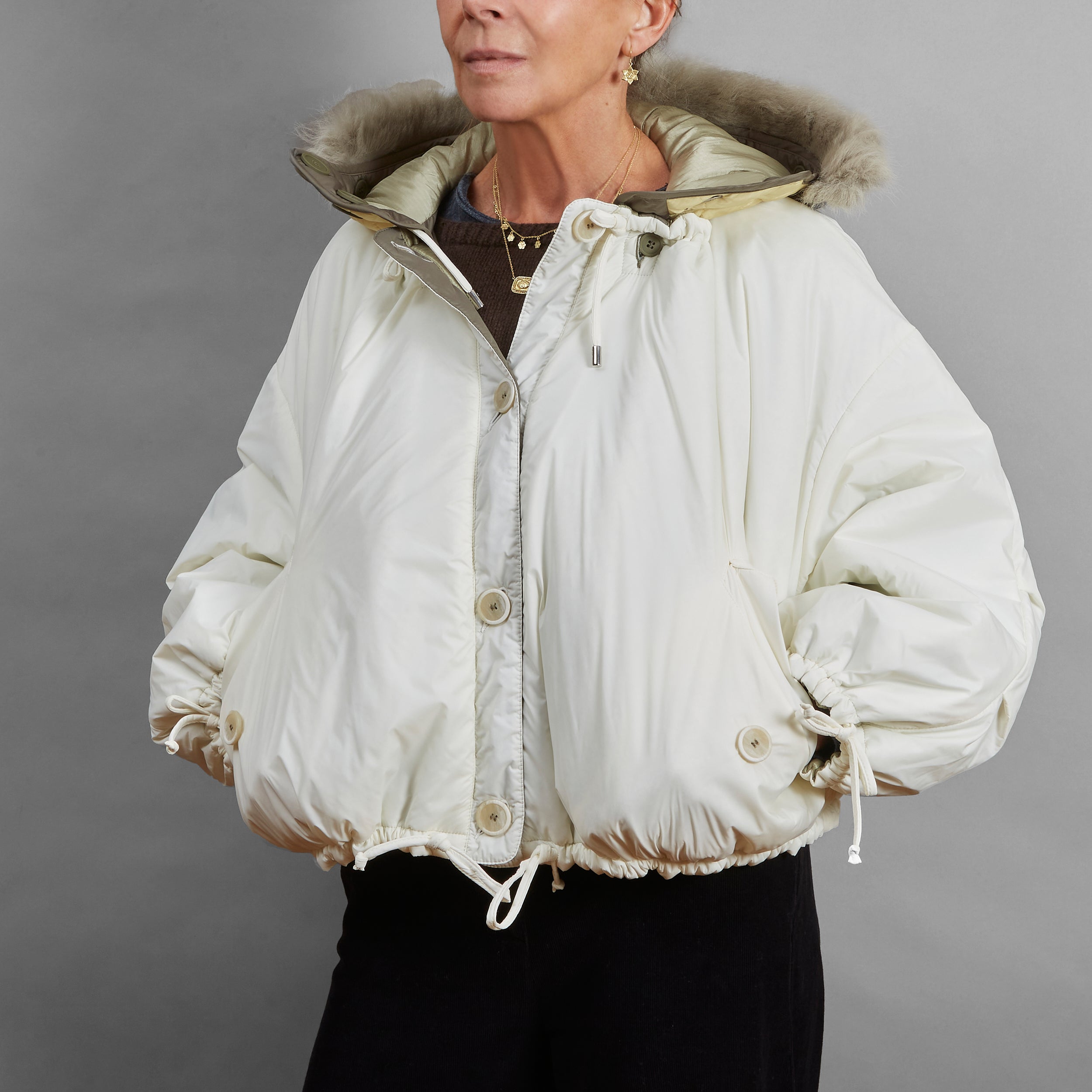 Hetre Alresford Hampshire Boutique Clothes Shop Marfa Stance Pale Sage White Reversible Parachute Bomber With Reversible Hood  