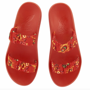 Hetre Alresford Hampshire Shoe Shop Ancient Greek Sandals Red Scrunchie Melia Slide