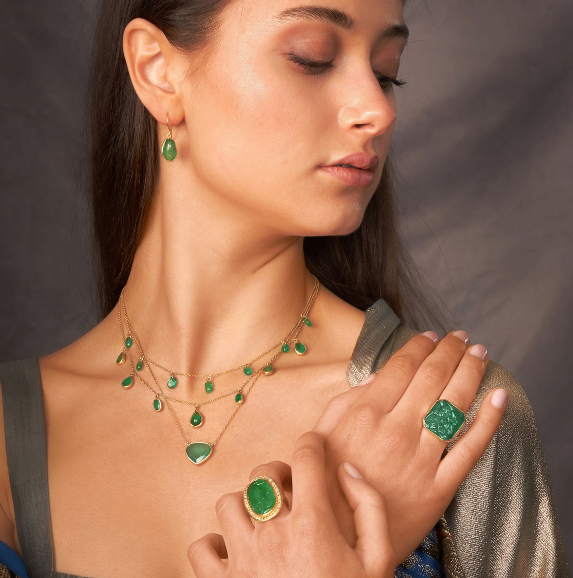 Carved Emerald Earrings  Zeeya Luxury Jewellery