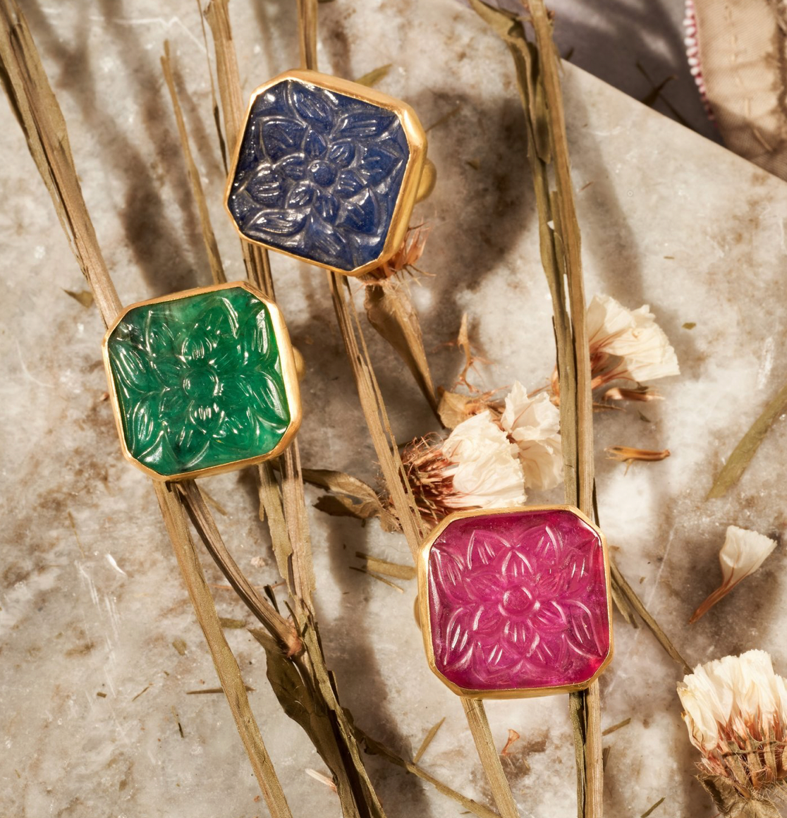 Hetre Alresford Hampshire Jewellery Boutique Sophie Theakston Carved Ruby Ring (Square) 