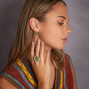 Hetre Alresford Hampshire Jewellery Boutique Sophie Theakston Single Square Emerald Earring