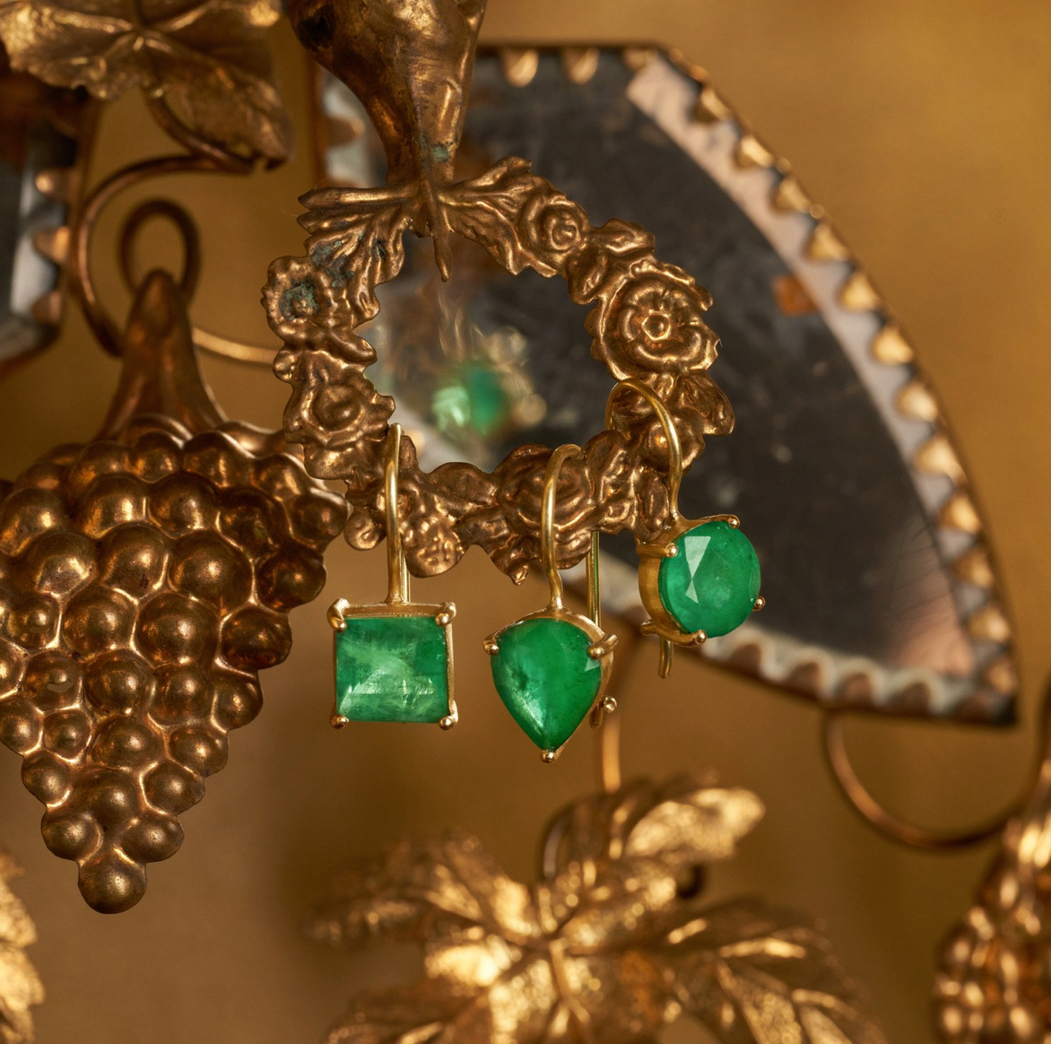 Hetre Alresford Hampshire Jewellery Boutique Sophie Theakston Single Square Emerald Earring  Edit alt text